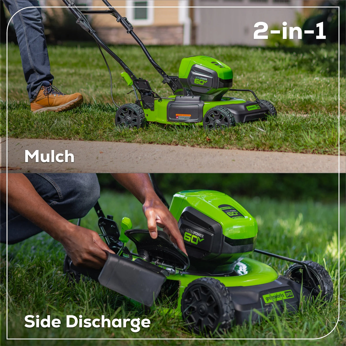 Tondeuse à gazon sans fil Greenworks 60V 19 avec batterie 5.0Ah et chargeur 2531802