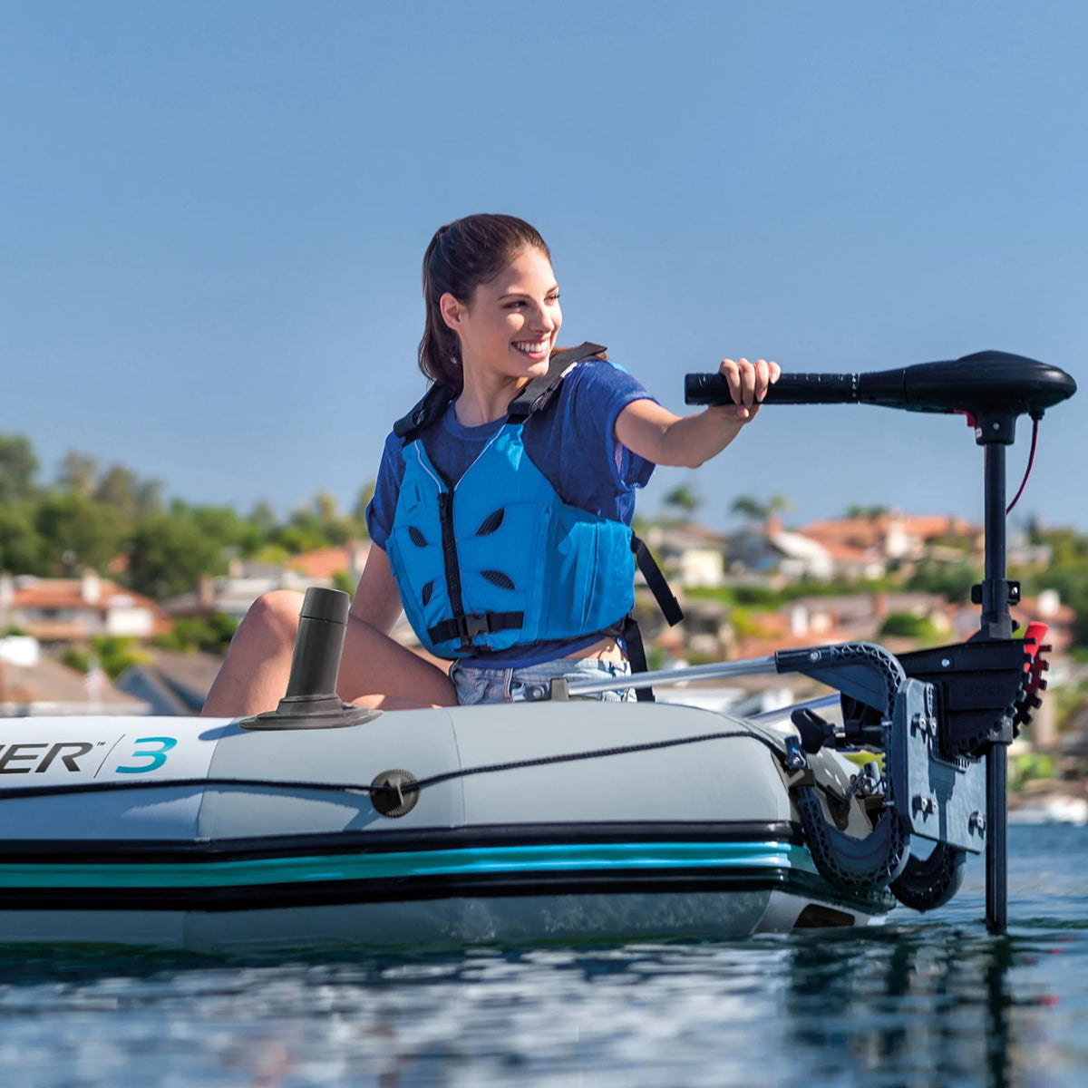 Bateau de pêche gonflable Intex Excursion pour 5 personnes avec support de moteur en composite