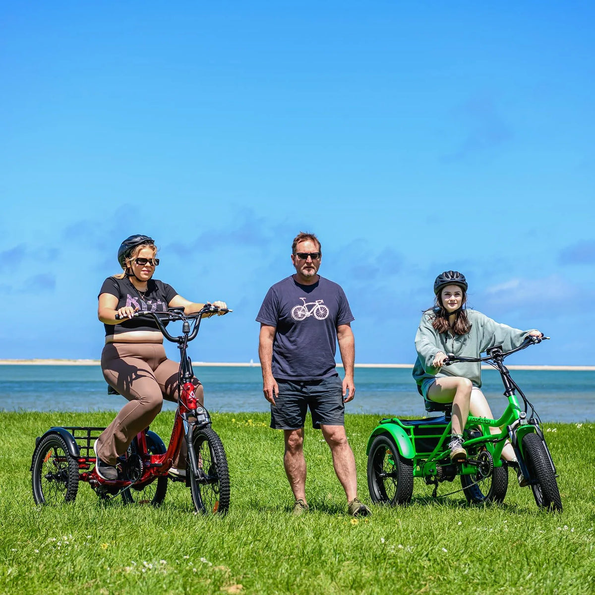 Tricycle électrique semi-allongé Addmotor M-360II, 85 mi, vélo électrique à 3 roues avec pneus larges pour adultes, tricycle électrique 750 W 48 V 20 Ah pour seniors, 20 pouces, avec différentiel de vitesse, vert