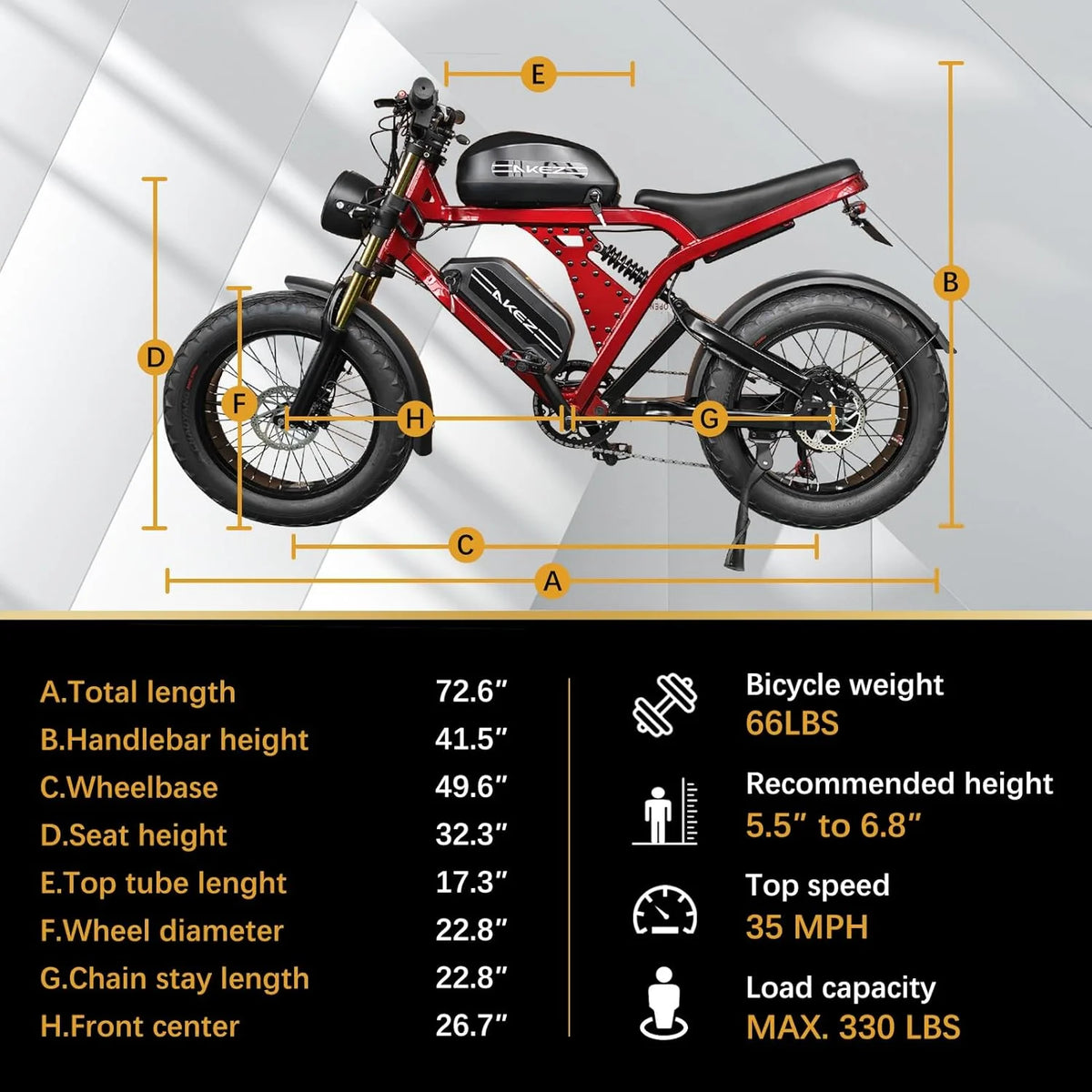 Vélo électrique AKEZ Kingkong 3000 W Peak 1500 W, moto tout-terrain électrique 31 mi/h pour adultes, VTT électrique 48 V 41 A avec double batterie amovible, pneus larges de 20 pouces, 7 vitesses, freins hydrauliques