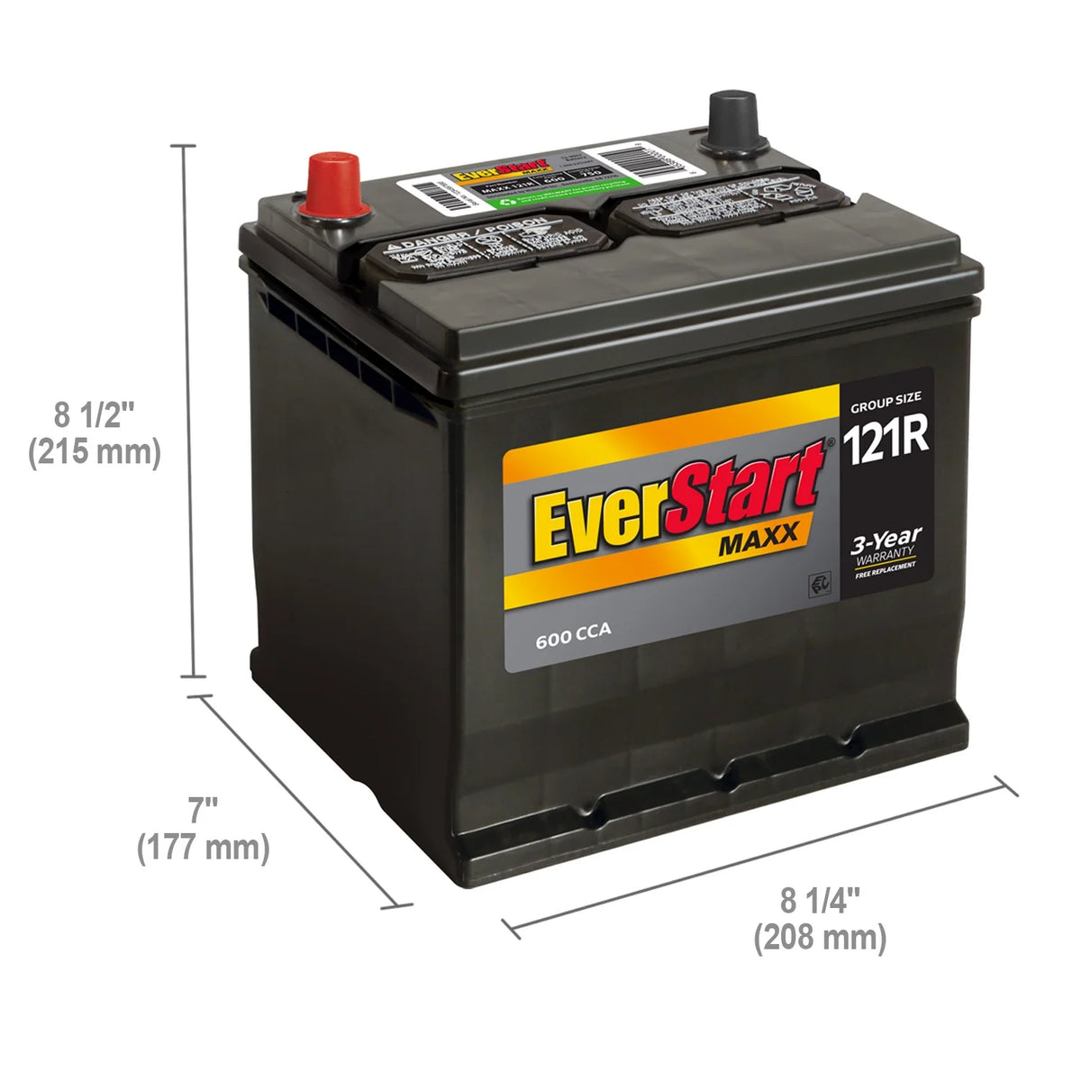Batterie automobile au plomb-acide EverStart Maxx, groupe 121R, 12 volts, 600 CCA