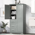 Armoire de salle de bain, meuble de rangement de 62,2 de haut avec portes et étagères, armoire à linge sur pied pour salle de bain, cuisine, salon, grise