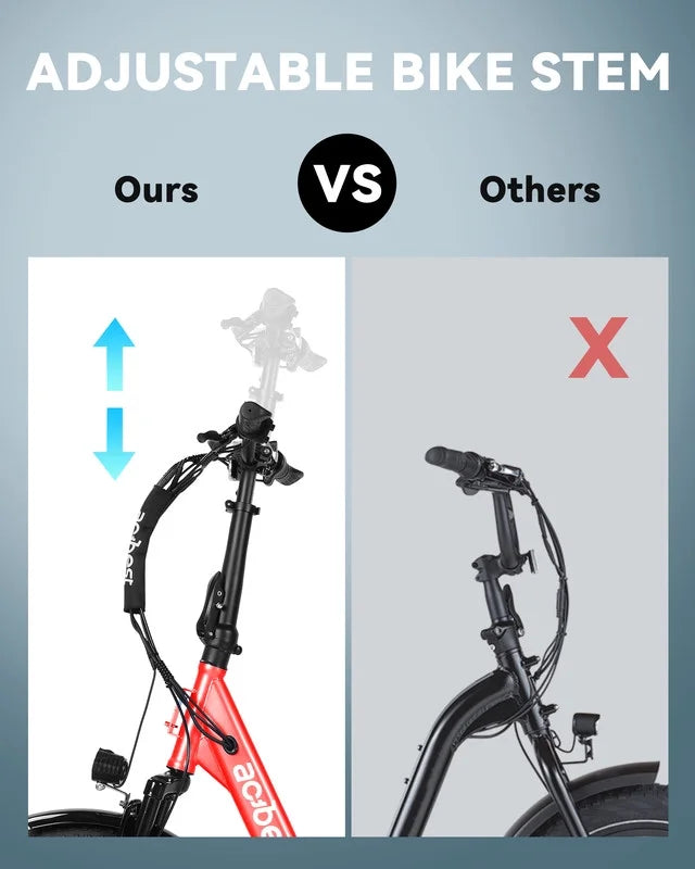 Vélo électrique Actbest pour adultes, Mars 20'' Pneu large Vélo pliant électrique avec moteur de pointe 1200W, 7 vitesses 28MPH, Batterie amovible 48V 499Wh, Potence de vélo réglable, Vélo électrique pliable UL2849 (Noir)