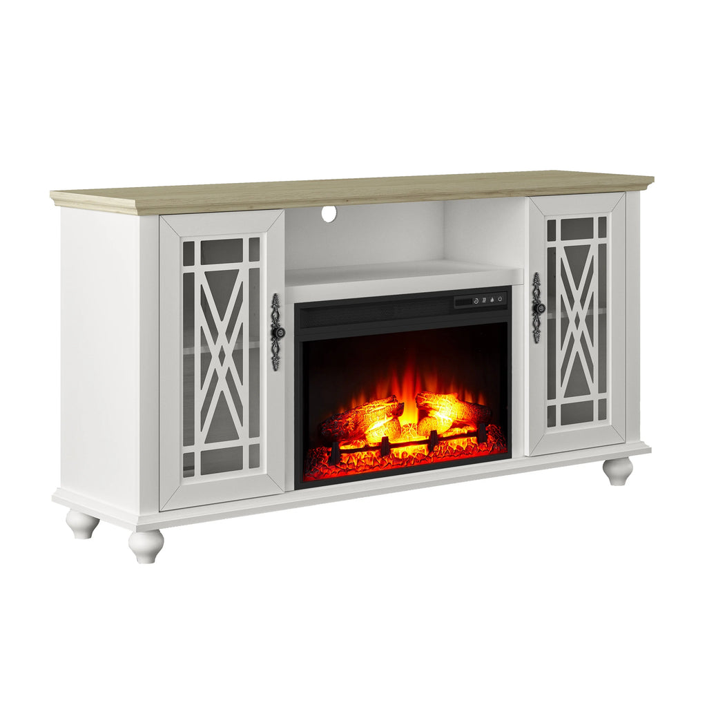 Meuble TV FESTIVO Elegant 61 avec cheminée - Vert