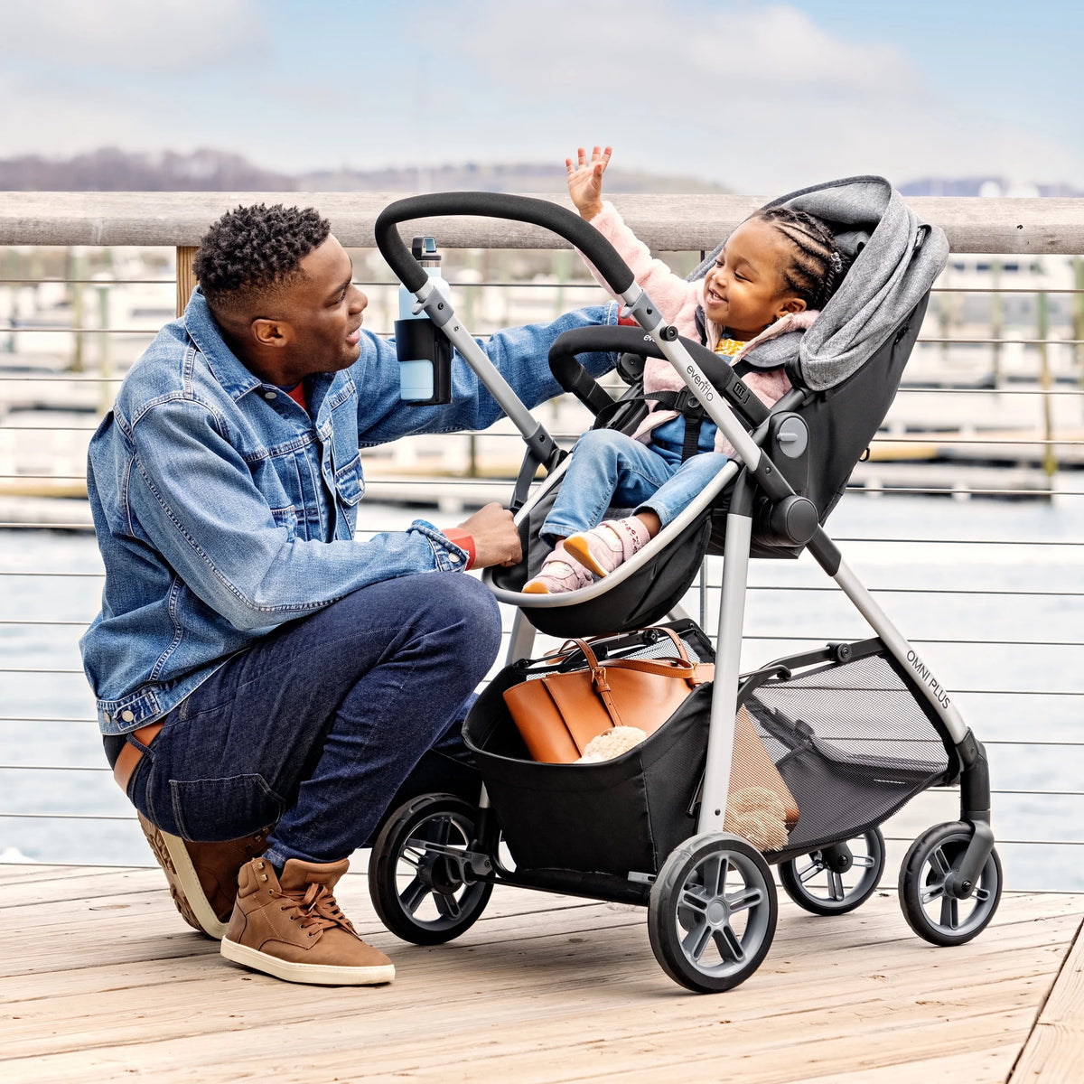 Système de voyage modulaire Evenflo Omni Plus avec siège auto pour bébé LiteMax Sport, gris Mylar, unisexe