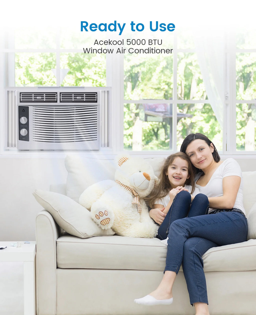 Climatiseur de fenêtre Danolapsi 5 000 BTU, unité de climatisation avec commandes mécaniques faciles à utiliser et filtre réutilisable, refroidissement efficace pour les petites surfaces, refroidit jusqu’à 150 pi², 110-115 V