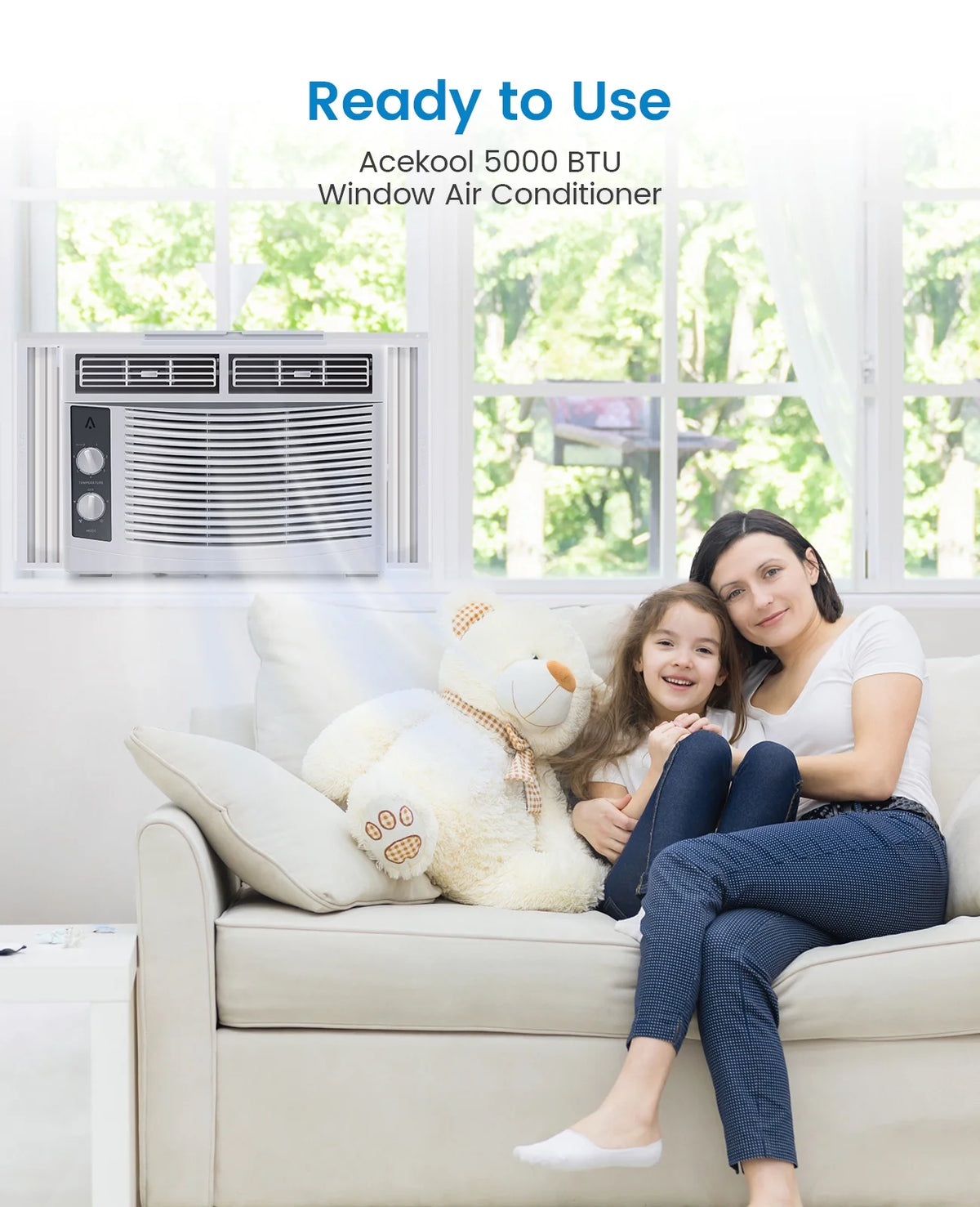 Climatiseur de fenêtre Danolapsi 5 000 BTU, unité de climatisation avec commandes mécaniques faciles à utiliser et filtre réutilisable, refroidissement efficace pour les petites surfaces, refroidit jusqu’à 150 pi², 110-115 V