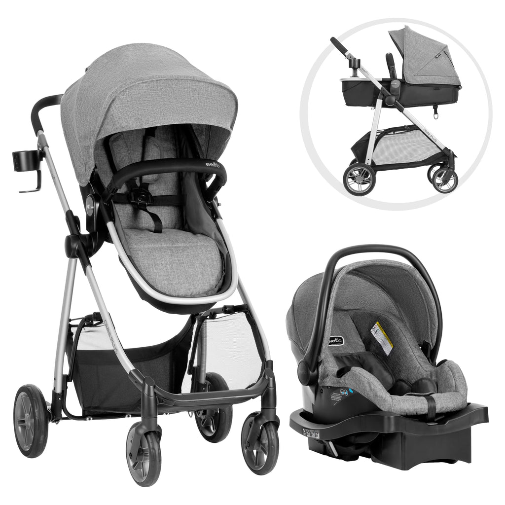 Système de voyage modulaire Evenflo Omni Plus avec siège auto pour bébé LiteMax Sport, gris Mylar, unisexe