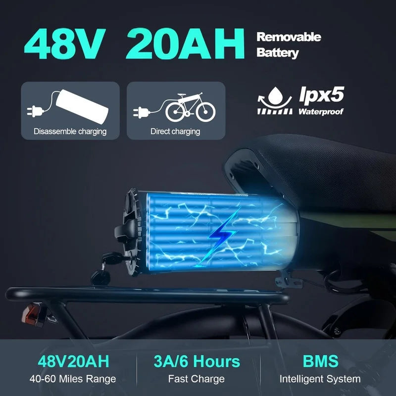 Moto tout-terrain électrique SMARTRAVEL ST202 pour adultes avec moteur de 3 000 W (crête), batterie double 52 V 50 Ah, autonomie de plus de 148 km, pneus de moto de 20 pouces, certification UL2849, suspension intégrale