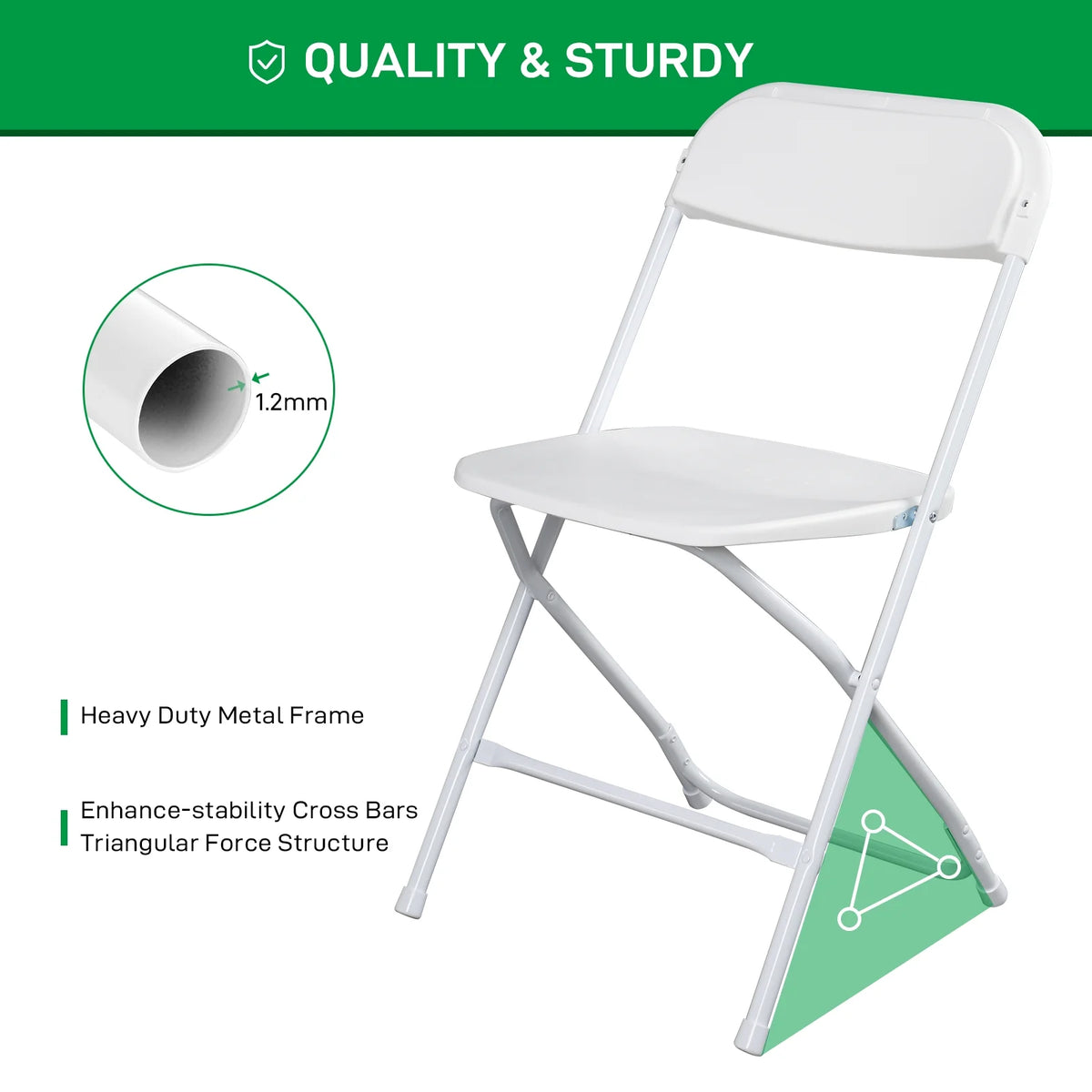 Lot de 10 chaises pliantes en plastique Ktaxon pour usage commercial, empilables, portables pour l’extérieur, blanches, idéales pour les mariages et les fêtes