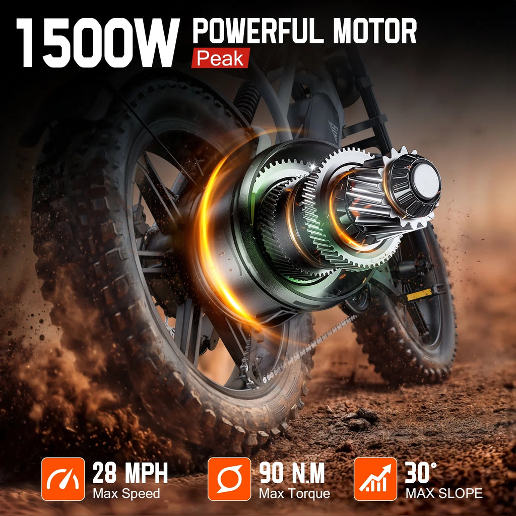 Vélo électrique pour adultes, moteur de 750 W en crête et 1 500 W, vélo électrique à pneus larges 20 x 4, freins à disque hydrauliques, VTT électrique, 48 V/15 Ah, conforme à la norme UL 2849, commande par application