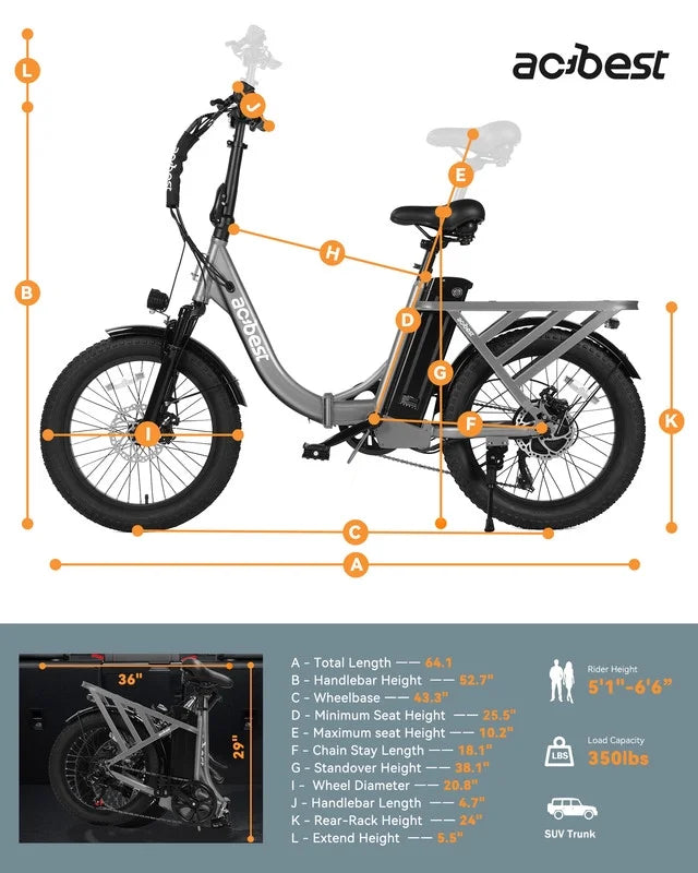 Vélo électrique Actbest pour adultes, Mars 20'' Pneu large Vélo pliant électrique avec moteur de pointe 1200W, 7 vitesses 28MPH, Batterie amovible 48V 499Wh, Potence de vélo réglable, Vélo électrique pliable UL2849 (Noir)