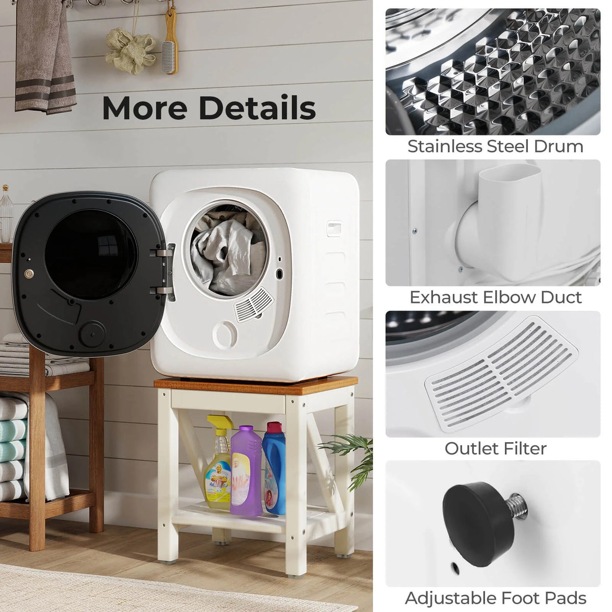 Sèche-linge compact électrique Costway 800 W de 1,5 pi³, avec tambour en acier inoxydable et 5 programmes