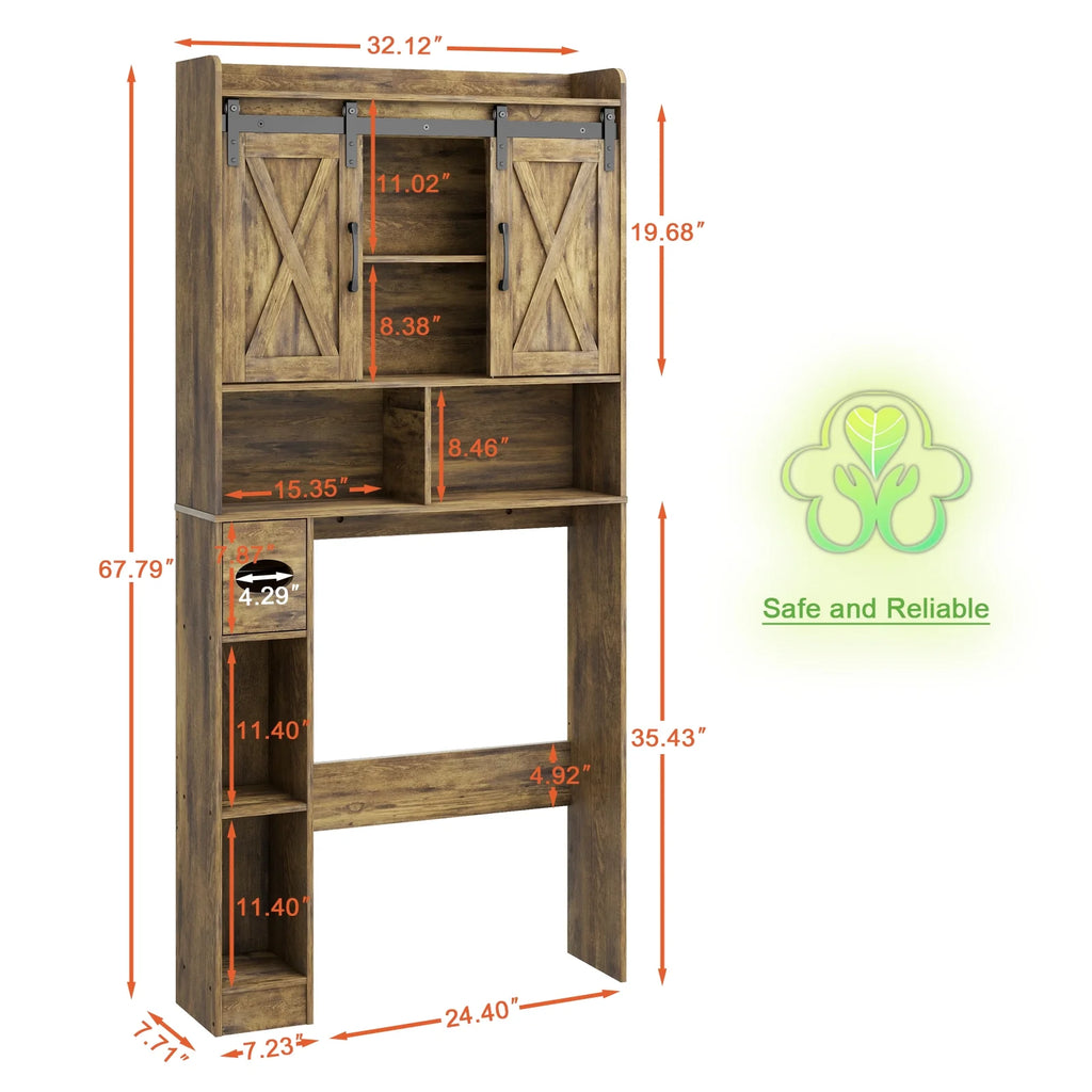 Meuble de rangement au-dessus des toilettes, meuble de rangement de style maisonnette au-dessus des toilettes avec portes coulissantesÉtagère de rangement gain de place pour toilettes, pour salle de bains, toilettes, buanderie