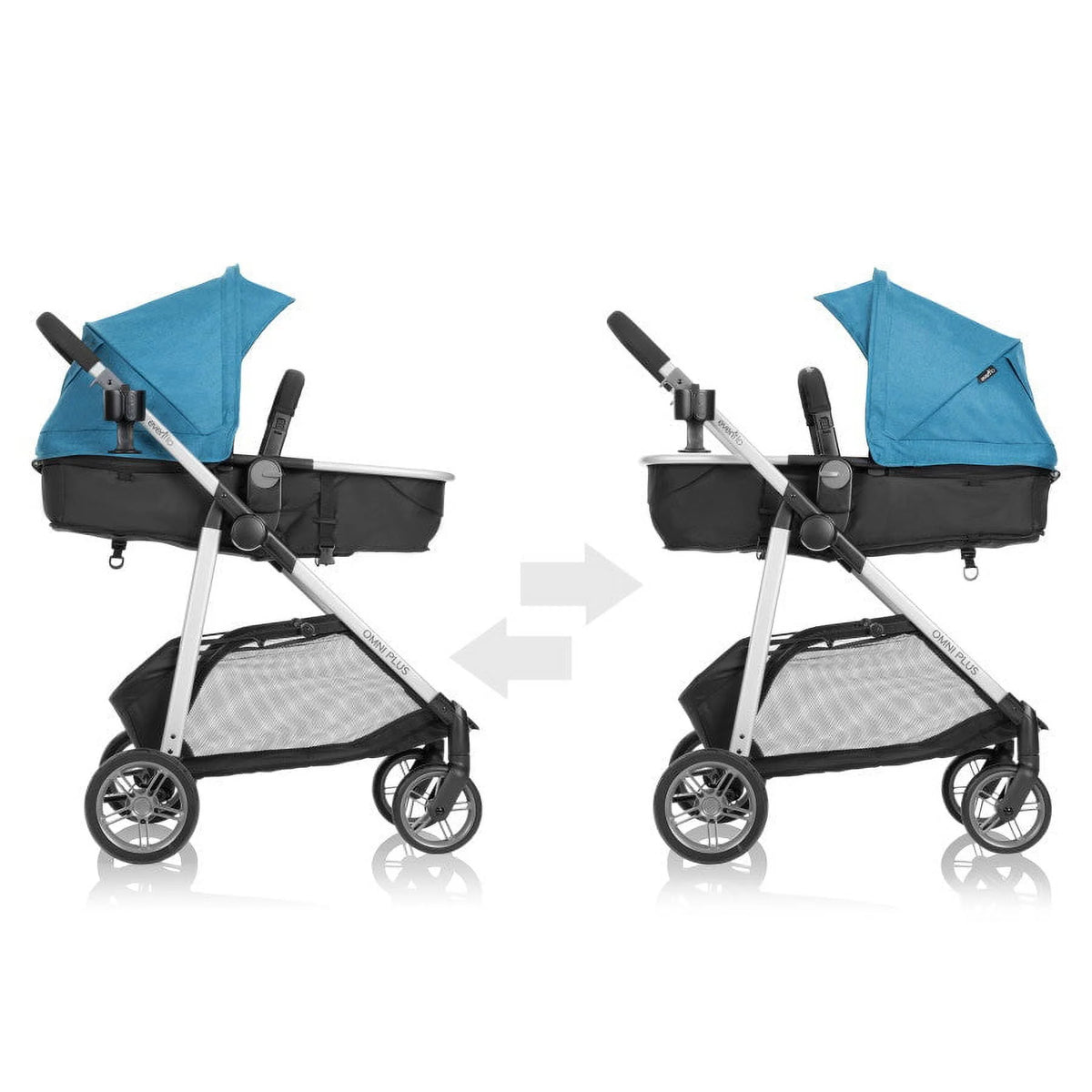 Système de voyage modulaire Evenflo Omni Plus avec siège auto pour bébé LiteMax Sport, gris Mylar, unisexe