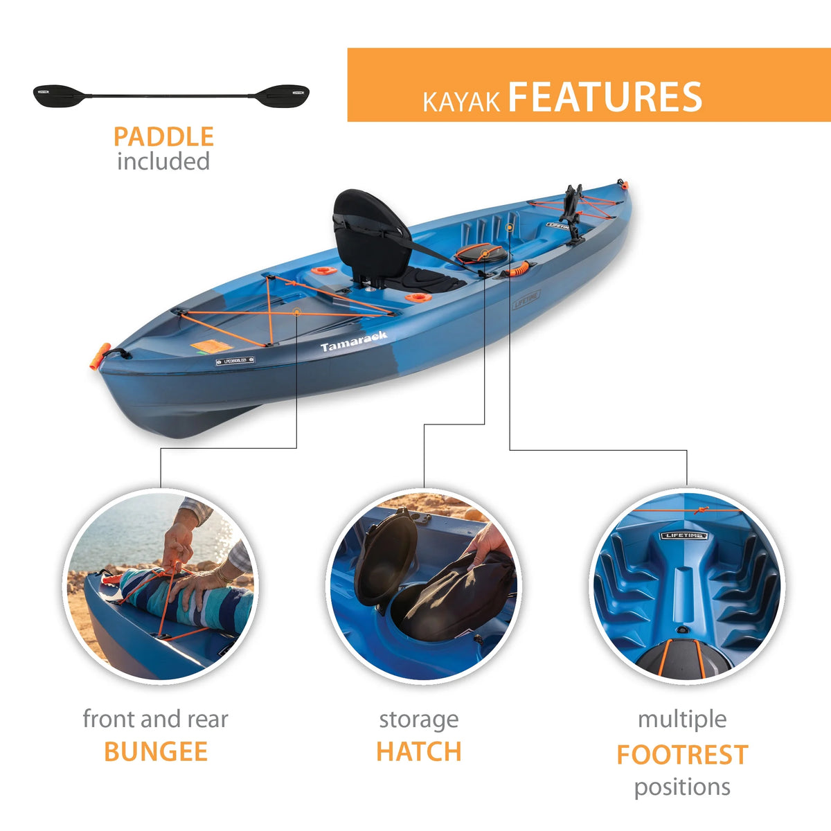 Kayak de pêche Lifetime Tamarack Angler 10 pi, Volcano Fusion (91340)