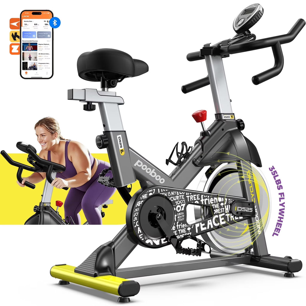 Vélo d’appartement Pooboo, vélo d’intérieur avec résistance réglable pour le domicile ou le bureau, appareil de cardio-training supportant jusqu’à 159 kg