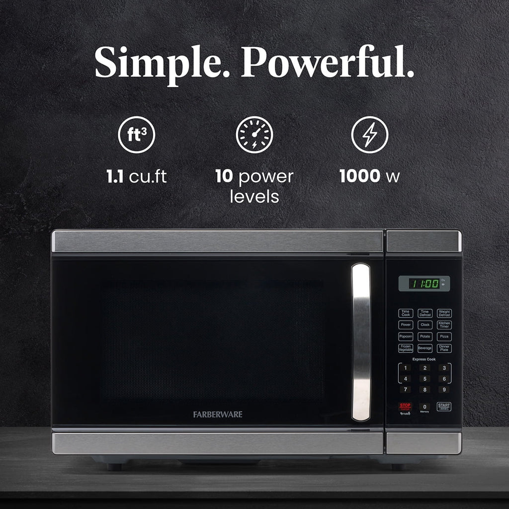 Four à micro-ondes de comptoir Farberware avec éclairage LED et verrouillage enfant, 0,7 pi³, noir