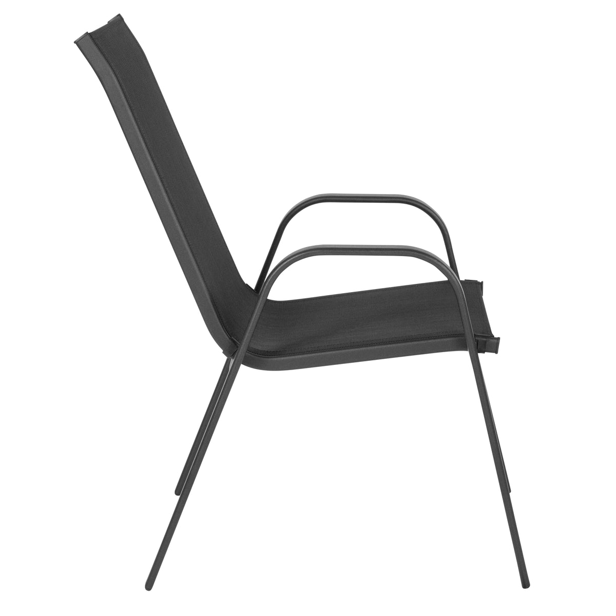 Lot de 5 chaises d’extérieur empilables BizChair noires avec matériau Flex Comfort et structure en métal
