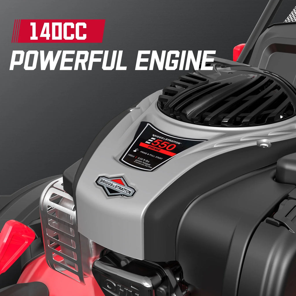 Tondeuse à gaz autotractée 3-en-1 avec moteur B&S 140CC 22 pouces, Réglage de la hauteur en 6 positions