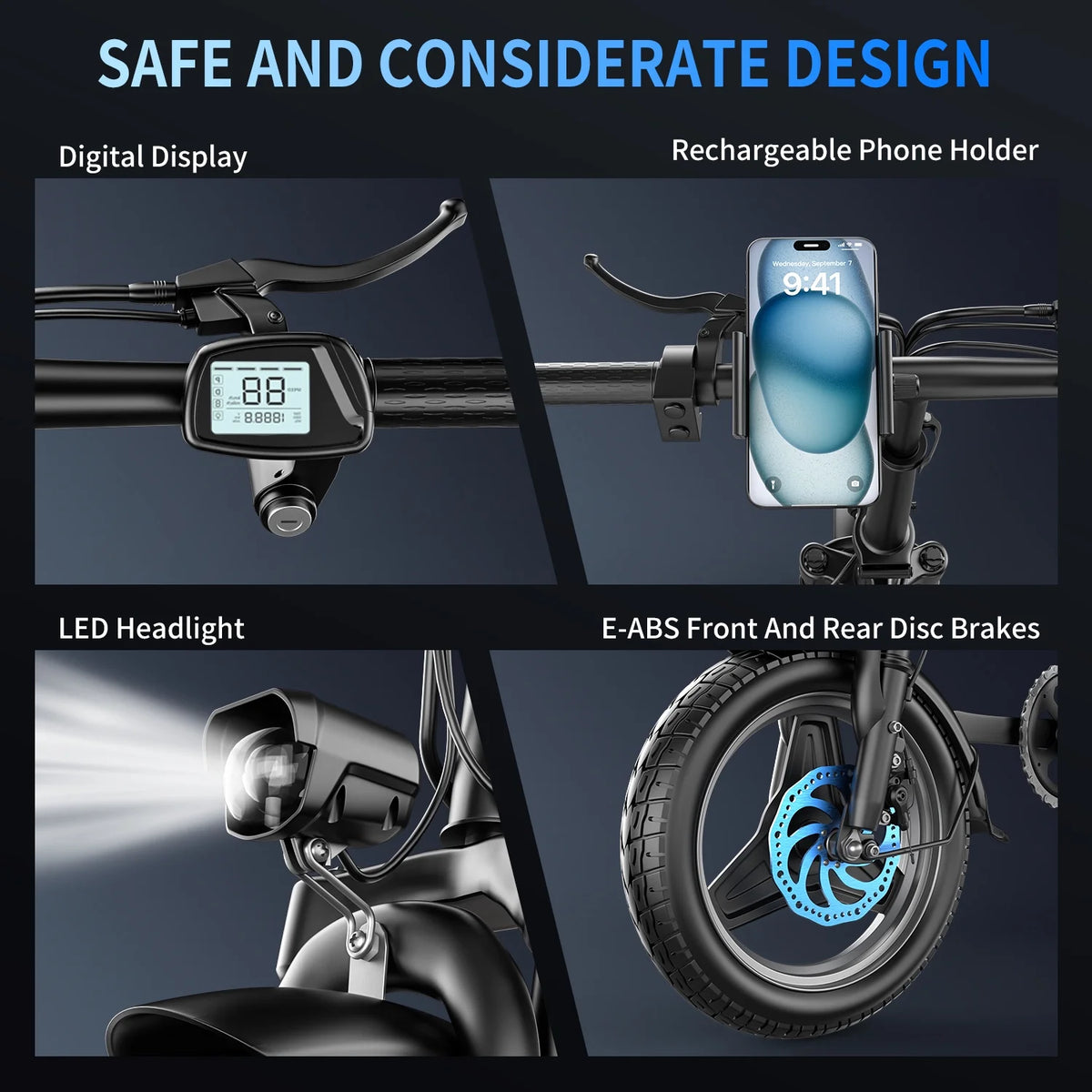 AVBDJOY Vélo électrique pliant 14 pour adultes et adolescents, Pic 700W 48V/13AH, Vélo électrique urbain pour trajets quotidiens
