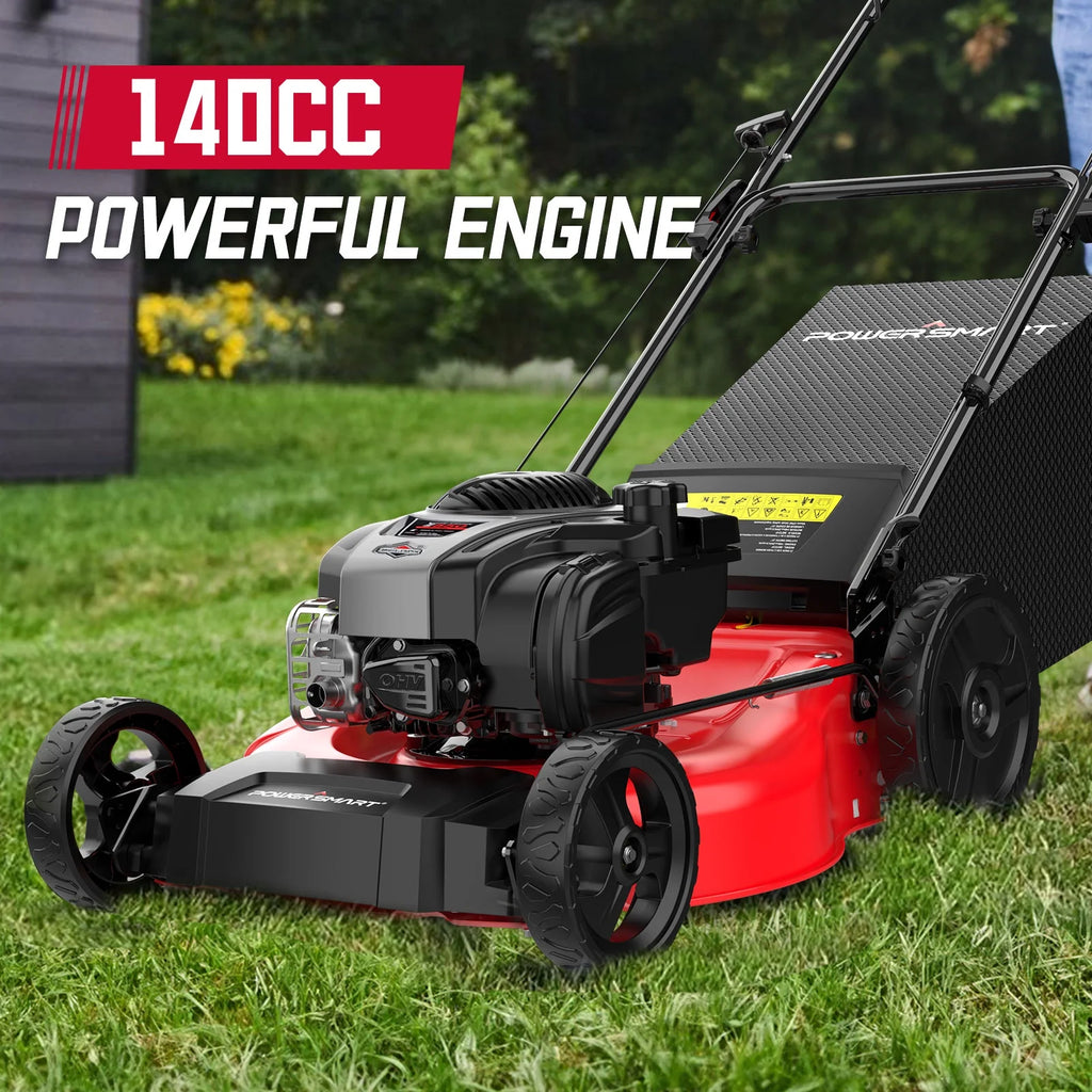 Tondeuse à gazon autotractée PowerSmart 21 pouces, moteur 4 temps B&S 140 cc, fonction 2-en-1 avec ramassage
