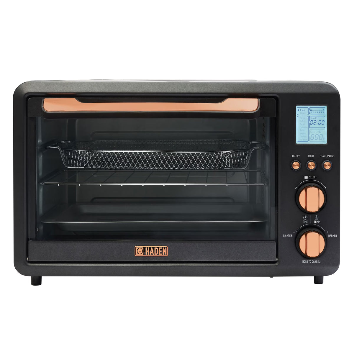 Four grille-pain et friteuse sans huile Haden de comptoir 6 tranches pour cuisine, noir/cuivre