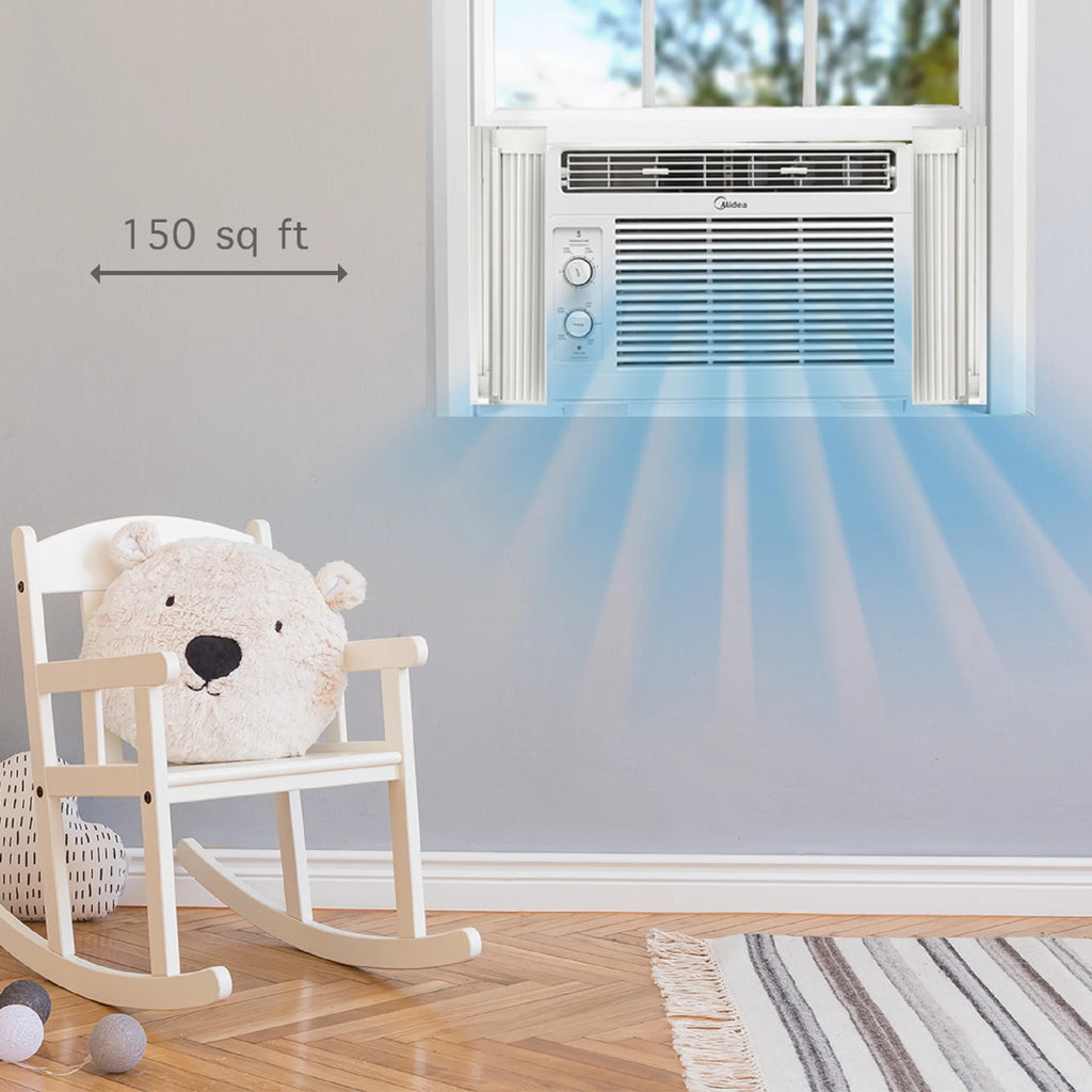 Climatiseur de fenêtre mécanique Midea 5 000 BTU pour 150 pi², blanc, MAW05M1WWT, neuf