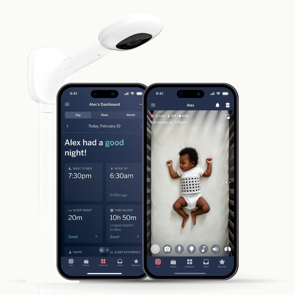 Nanit Pro Babyphone et support mural : vidéo HD, son, suivi du sommeil, surveillance de la respiration sans capteur