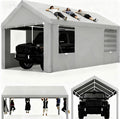 COBIZI Carport 10'x20' Grande tente pour voiture robuste avec structure en acier thermolaqué, garage portable avec parois latérales et portes amovibles, auvent pour voiture avec bâche toutes saisons pour fête en plein air, anniversaire, gris