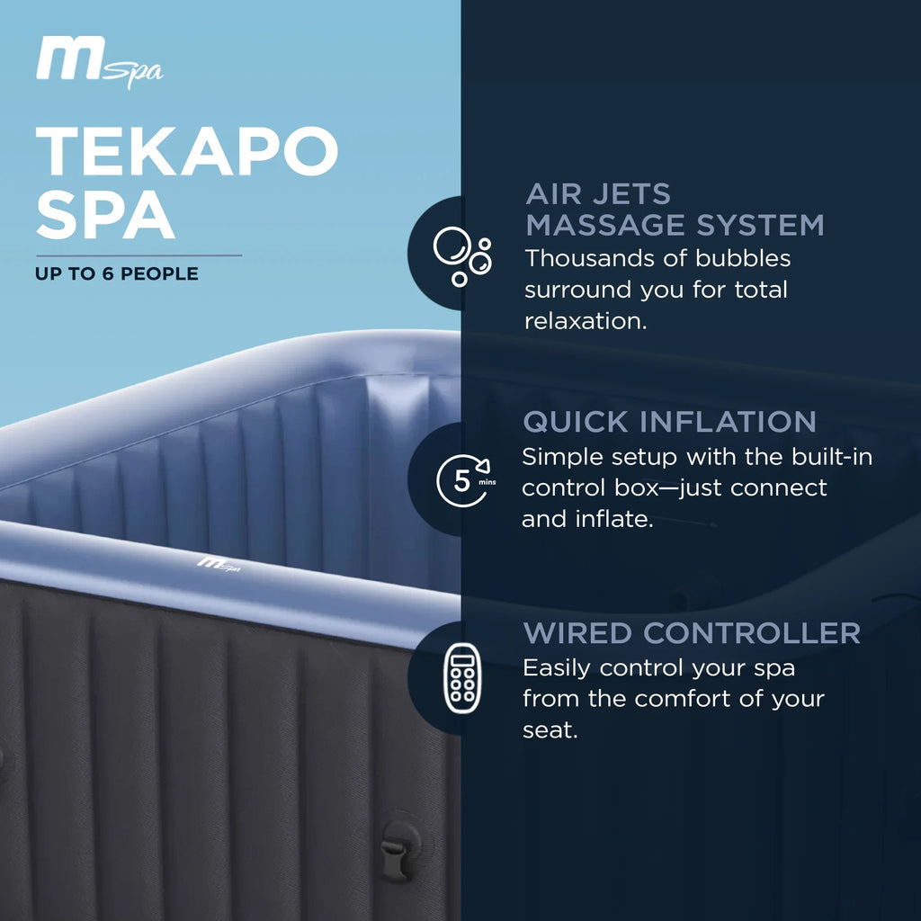 Mspa-USA Spa gonflable carré pour 6 personnes avec système de massage à jets d’air
