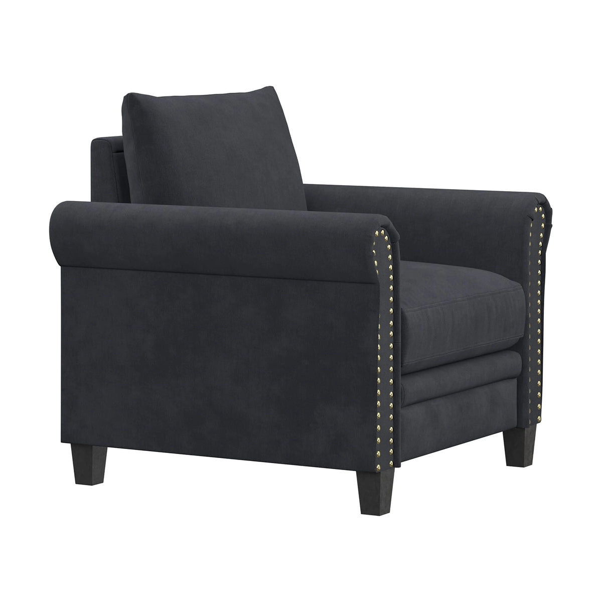 Fauteuil Fallon Lifestyle Solutions avec finition cloutée, tissu gris