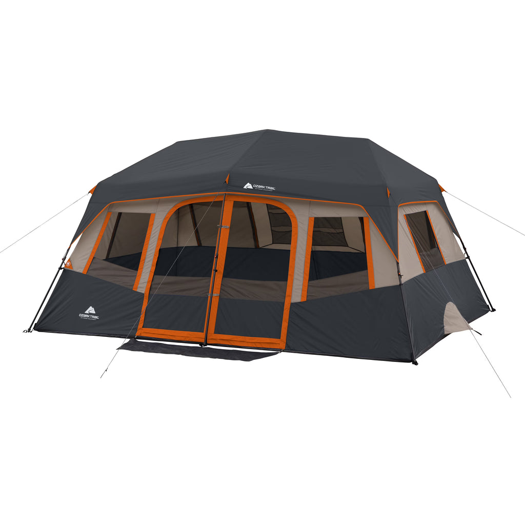 Tente cabane instantanée Ozark Trail pour 10 personnes – tente de camping familiale à 2 chambres avec double toit