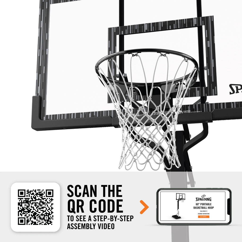 Panier de basketball portable Spalding de 152 cm avec panneau en acrylique, cric à vis et cercle Arena Slam – Jeu en extérieur
