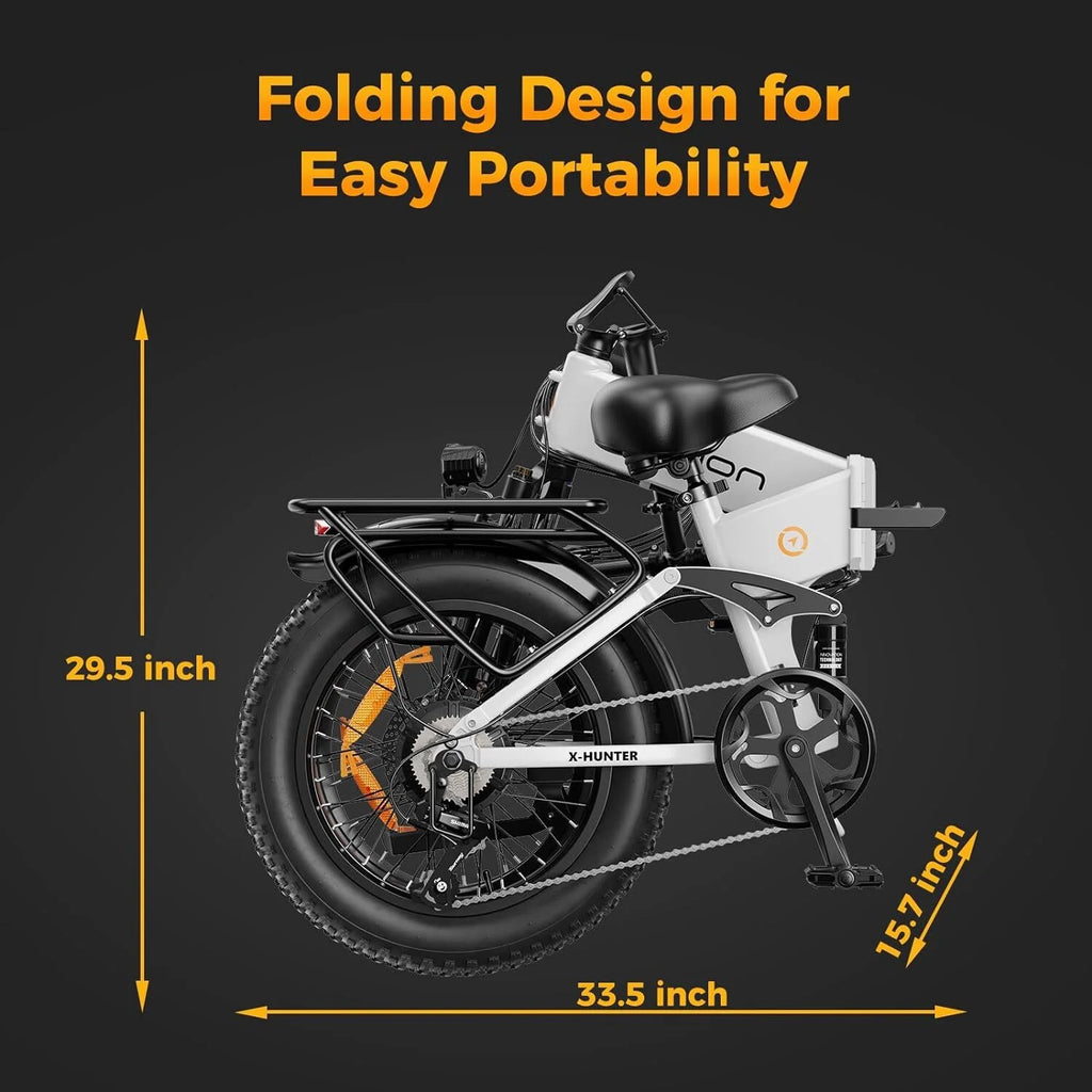 Vélo électrique Jasion X-Hunter pour adultes, vélo électrique avec moteur de 750 W et batterie amovible 48 V 13 Ah, vélo électrique pliant avec pneus larges 20 x 4,0, suspension intégrale, 7 vitesses