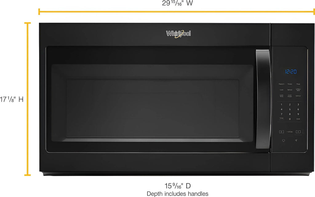Combiné hotte et micro-ondes Whirlpool de 1,7 pi³ noir