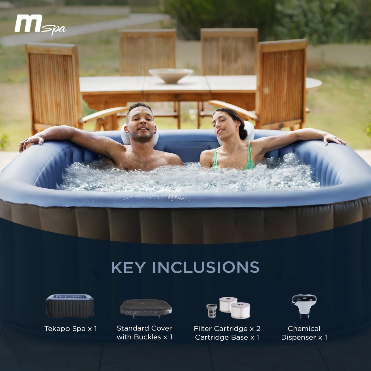 Mspa-USA Spa gonflable carré pour 6 personnes avec système de massage à jets d’air