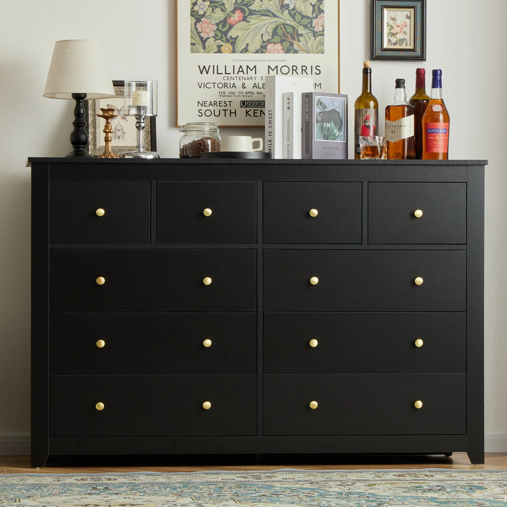 EnHomee Commode blanche pour chambre avec 10 tiroirs, commode moderne en bois, large chiffonnier pour adultes