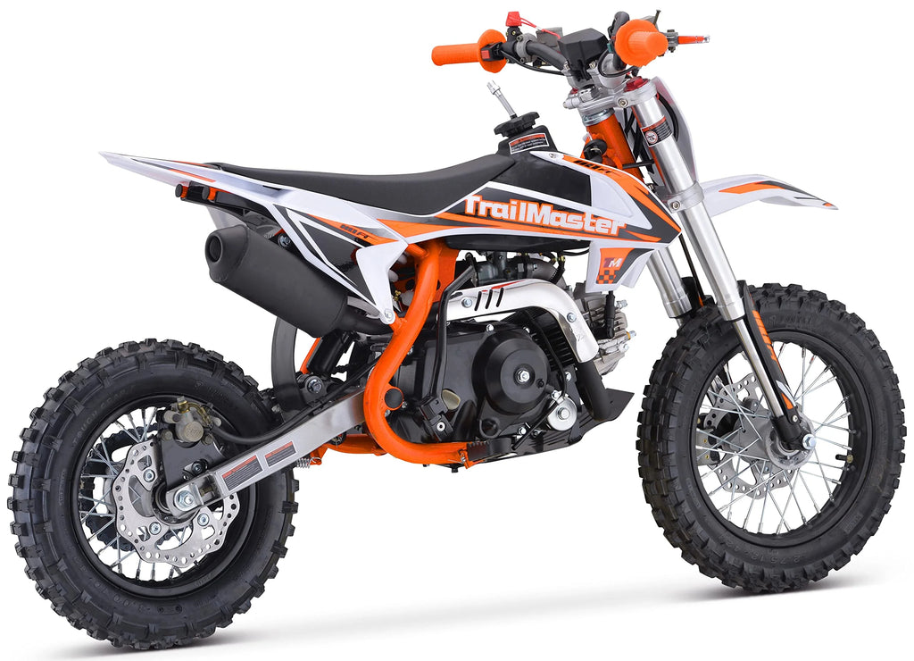 Moto tout-terrain Trailmaster TM15 110 cc semi-automatique à 4 vitesses, hauteur de selle de 24,21 pouces, freins à disque, cadre à double triangulation (rouge)