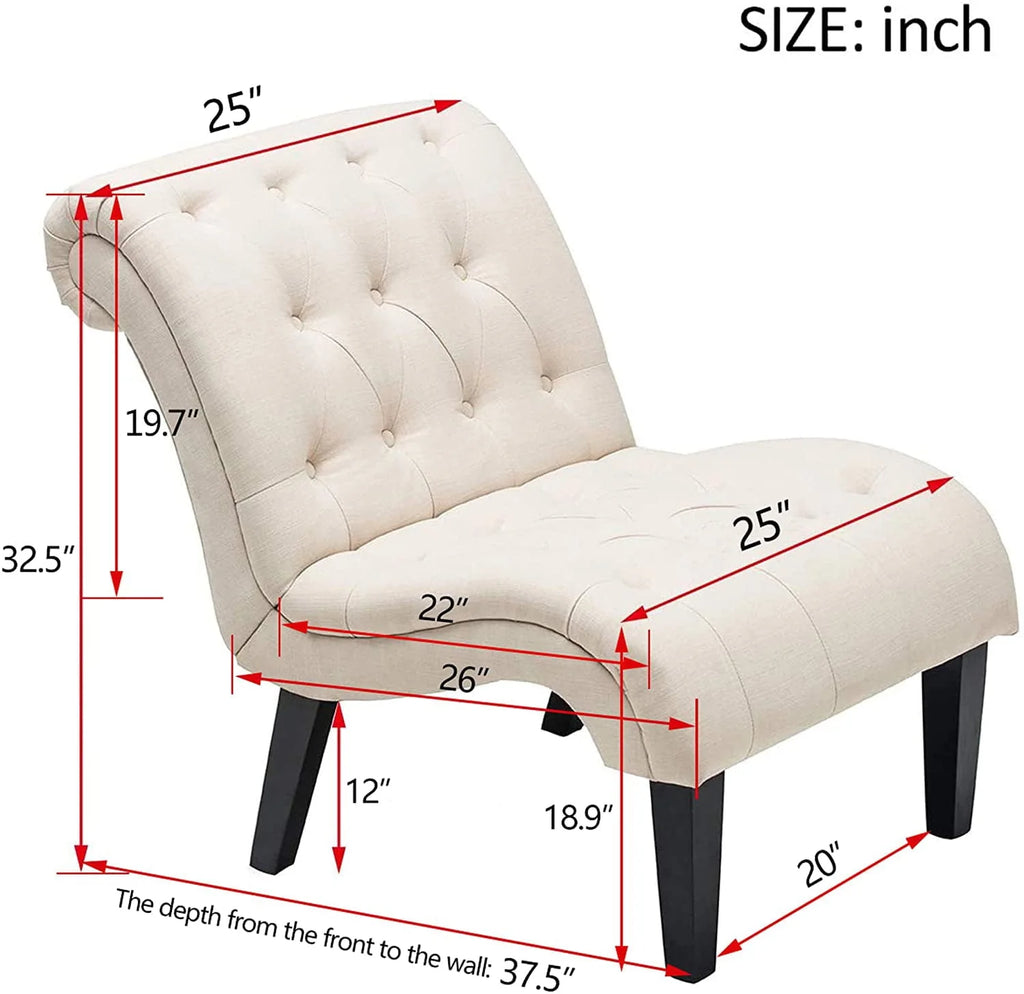 Fauteuil d'appoint rembourré Andeworld pour chambre et salon, fauteuil de détente avec pieds en bois, tissu crème