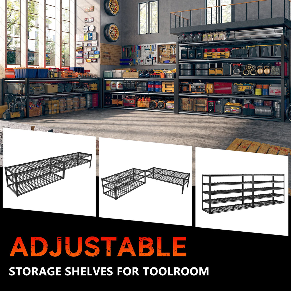 Étagères de garage REIBII 60 po, capacité de 3 000 lb, étagères de rangement robustes et réglables à 5 niveaux, rayonnage métallique, 60 po l x 24 po P x 72 po H