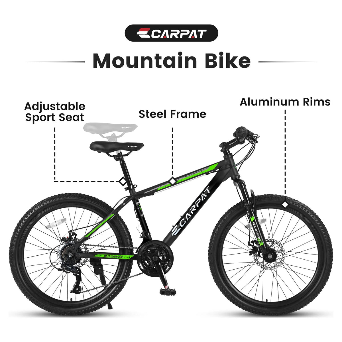 Vélo tout-terrain 26 pouces pour homme, vélo adulte pour homme avec 21 vitesses et freins à disque