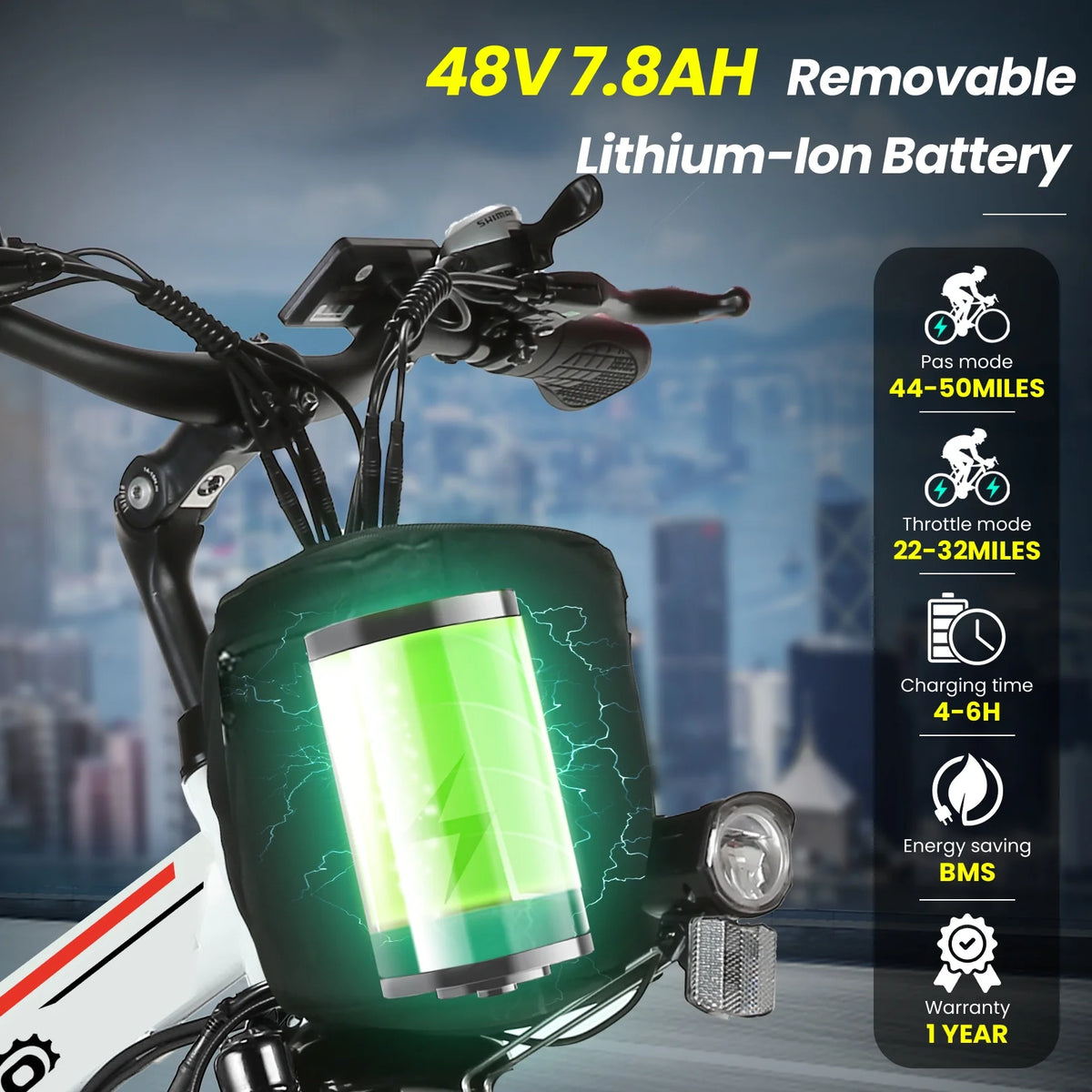 Vélo électrique pliant Gocio 26 pour adultes, VTT électrique 500W, Double amortisseur, Batterie 48V 7,8Ah, Shimano 21 vitesses, UL2849