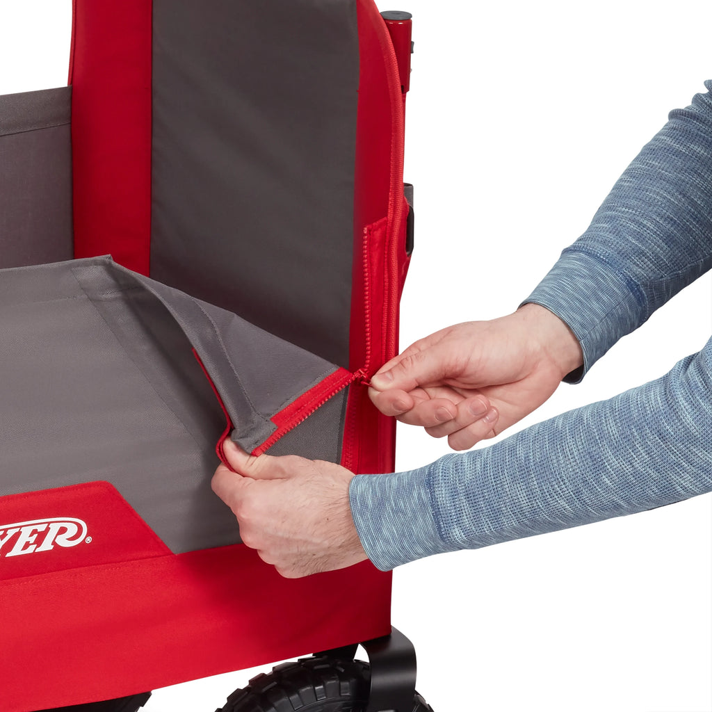 Radio Flyer, chariot tout-terrain 3-en-1 EZ Fold avec capote, rouge et gris, pneus gonflables