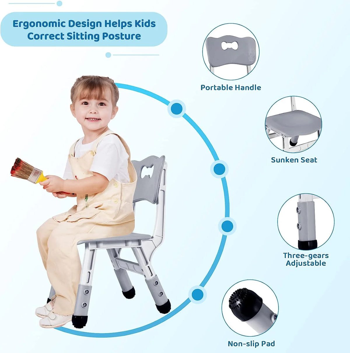 Ensemble table et 4 chaises pour enfants LAZY BUDDY, bureau réglable en hauteur pour tout-petits avec plateau graffiti, ensemble de table d’activités pour enfants pour crèche et maison