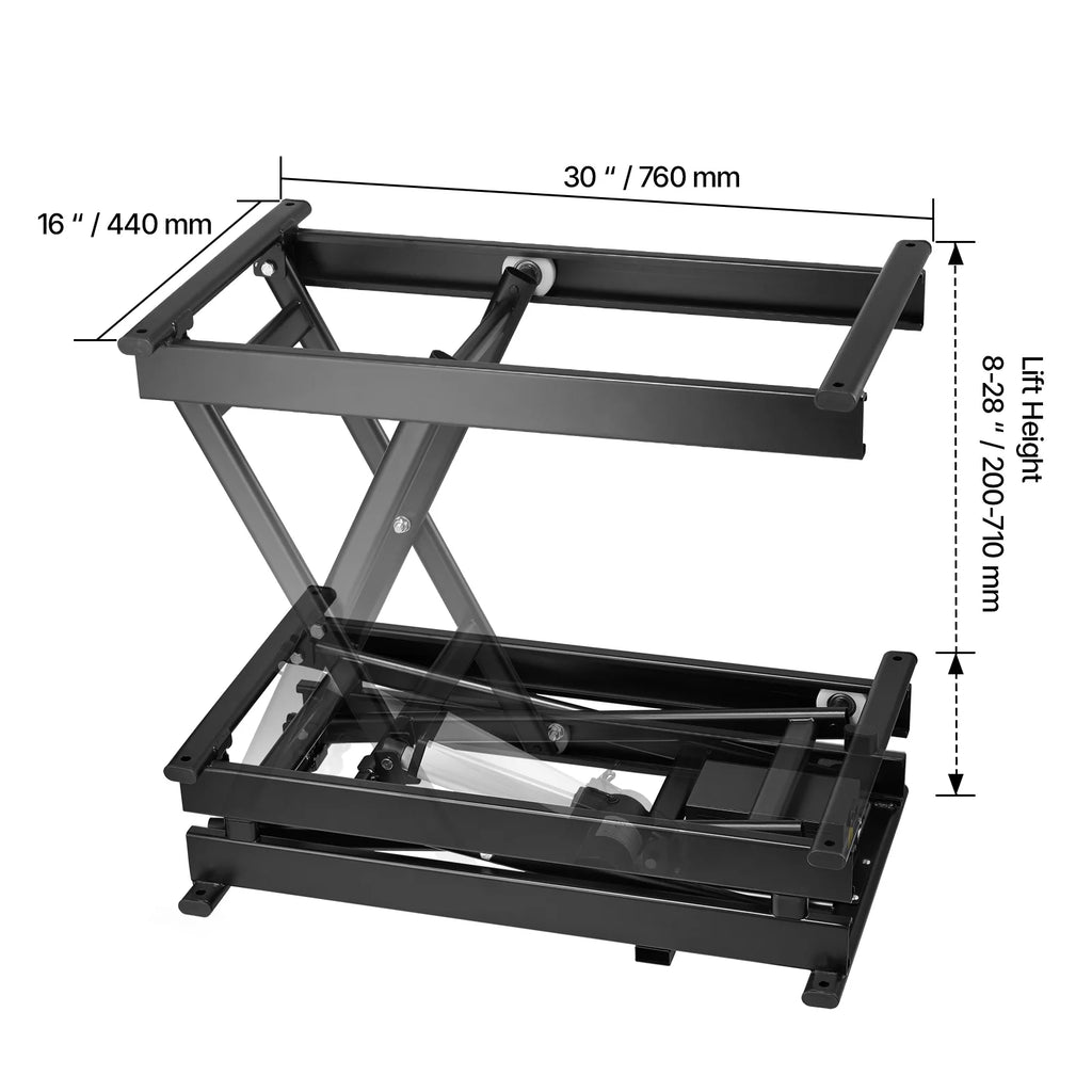 Table élévatrice électrique VEVOR, table élévatrice à ciseaux simple d’une capacité de 150 kg, plateforme de levage réglable en hauteur de 20 à 71 cm, table basse élévatrice avec 4 roulettes, pour la manutention et le transport de matériaux, noire