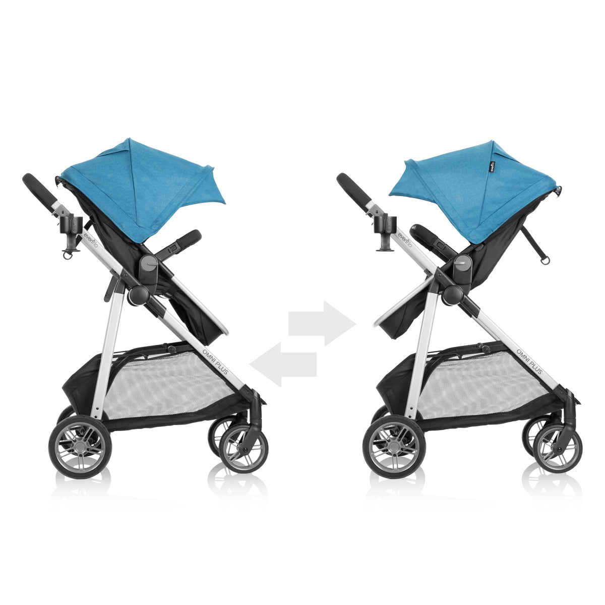 Système de voyage modulaire Evenflo Omni Plus avec siège auto pour bébé LiteMax Sport, gris Mylar, unisexe