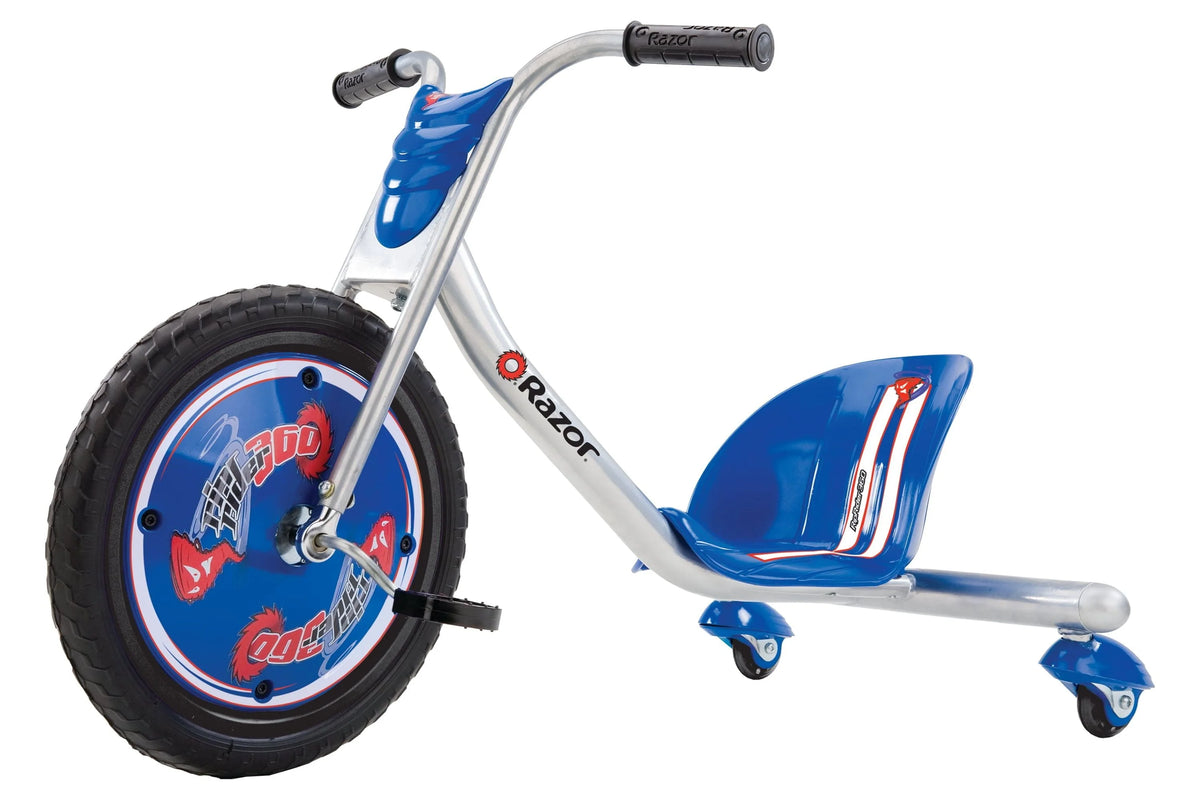 Tricycle de dérapage Razor RipRider 360 - Bleu, Roue avant de 16 pouces, Véhicule autoporté de dérapage à 3 roues, Tricycle avec roulettes arrière pour enfants à partir de 5 ans, Unisexe