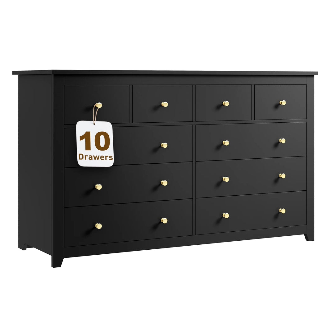 EnHomee Commode blanche pour chambre avec 10 tiroirs, commode moderne en bois, large chiffonnier pour adultes