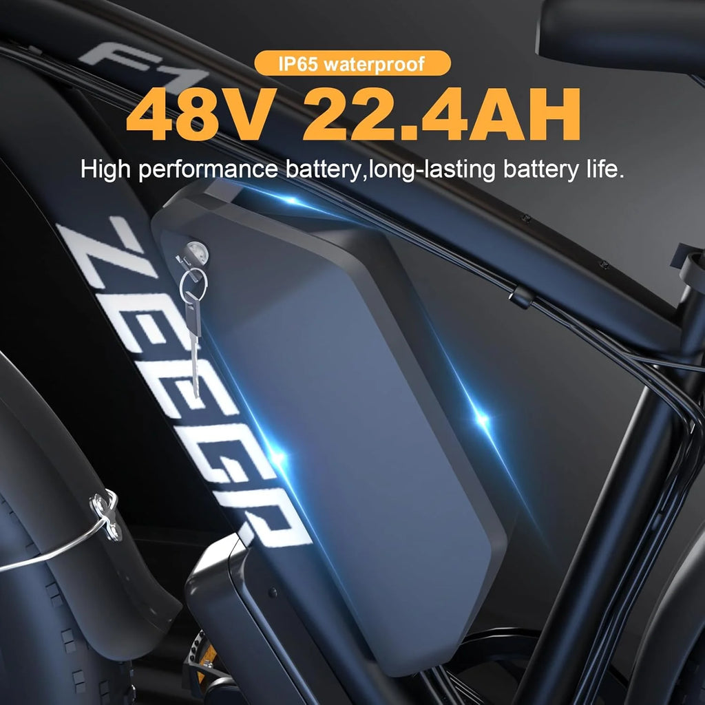 Vélo électrique 2000W pour adultes 48V 22.4AH VAE 35MPH Vélo électrique tout-terrain  Pneu large 26